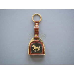 Llavero estribo ingles dorado piel caballo
