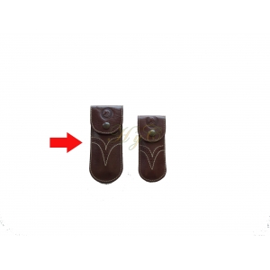 Funda navaja grande piel broche marr&oacute;n
