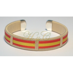 Pulsera bandera de hilo color beige