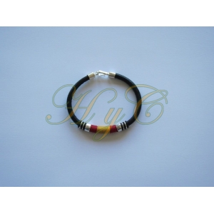 Pulsera bandera redonda piel marr&oacute;n 5 m/m grueso