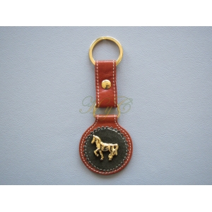 Llavero piel caballo dorado color avellana