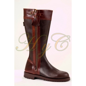 Bota Caza Alta Fabricada Piel Ternera Flor